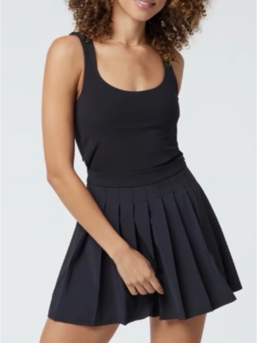 Vuori Black Pleated Mini Dress - Picture 1 of 5
